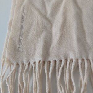 Porsche Design Scarf Wool Fringe Ivory Winter Rectangle Made in Italy 64 Inches